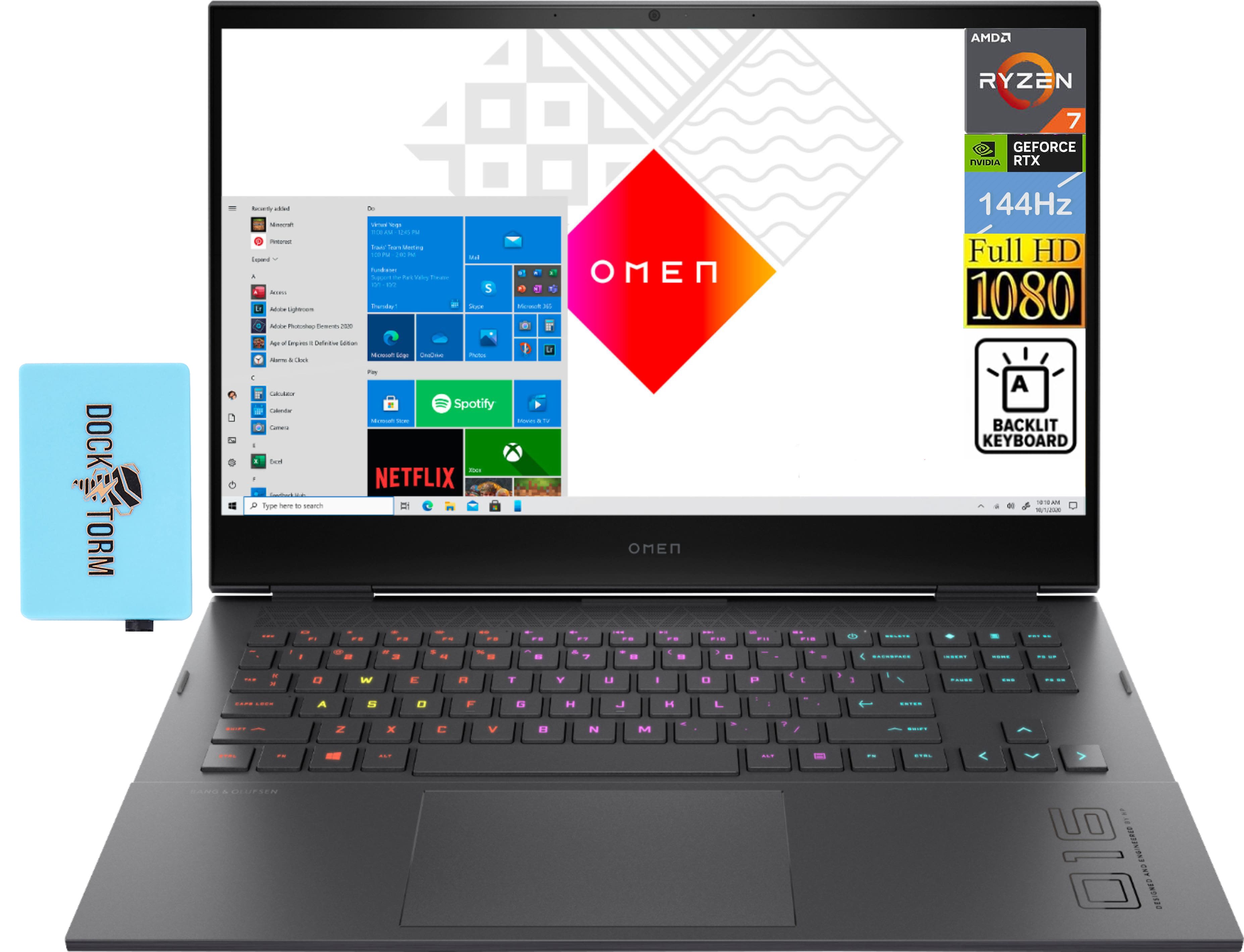 HP - OMEN 16 OMEN 16-c0001dx Laptop 16.1 FHD (AMD Ryzen 7 5800H, 16GB DDR4, 2TB m.2 SATA SSD, Win 11 Pro) w/USB Hub - Black
