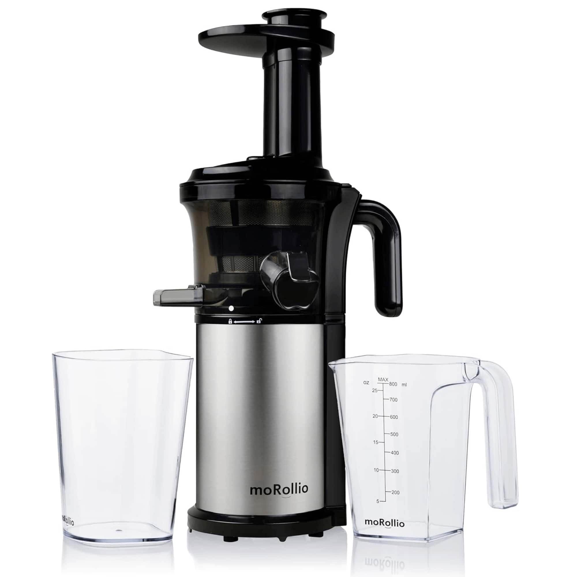 moRollio - 45RPM Cold Press Slow Masticating Juicer - Silver and Black