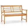 Costway - Outdoor Acacia Wood Bench 2-Person Patio Bench with Slatted Seat & Backrest - Natural