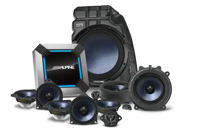 Front. Alpine - 11-Speaker Complete Sound System Upgrade for 2022-Up Tesla Model 3 - Black.