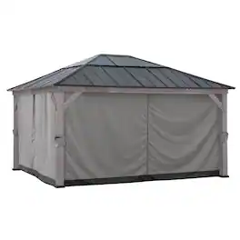 SUNJOY - Replacement Curtains for 13 ft. × 15 ft. Wood-Framed Gazebos, (Grey/Black) - Gray