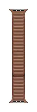 Front. Apple - Apple Watch Band - Leather Link (44mm) - Saddle Brown - Medium/Large - Brown.