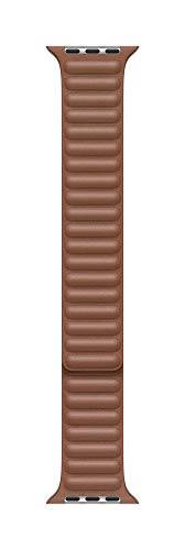 Front. Apple - Apple Watch Band - Leather Link (44mm) - Saddle Brown - Medium/Large - Brown.