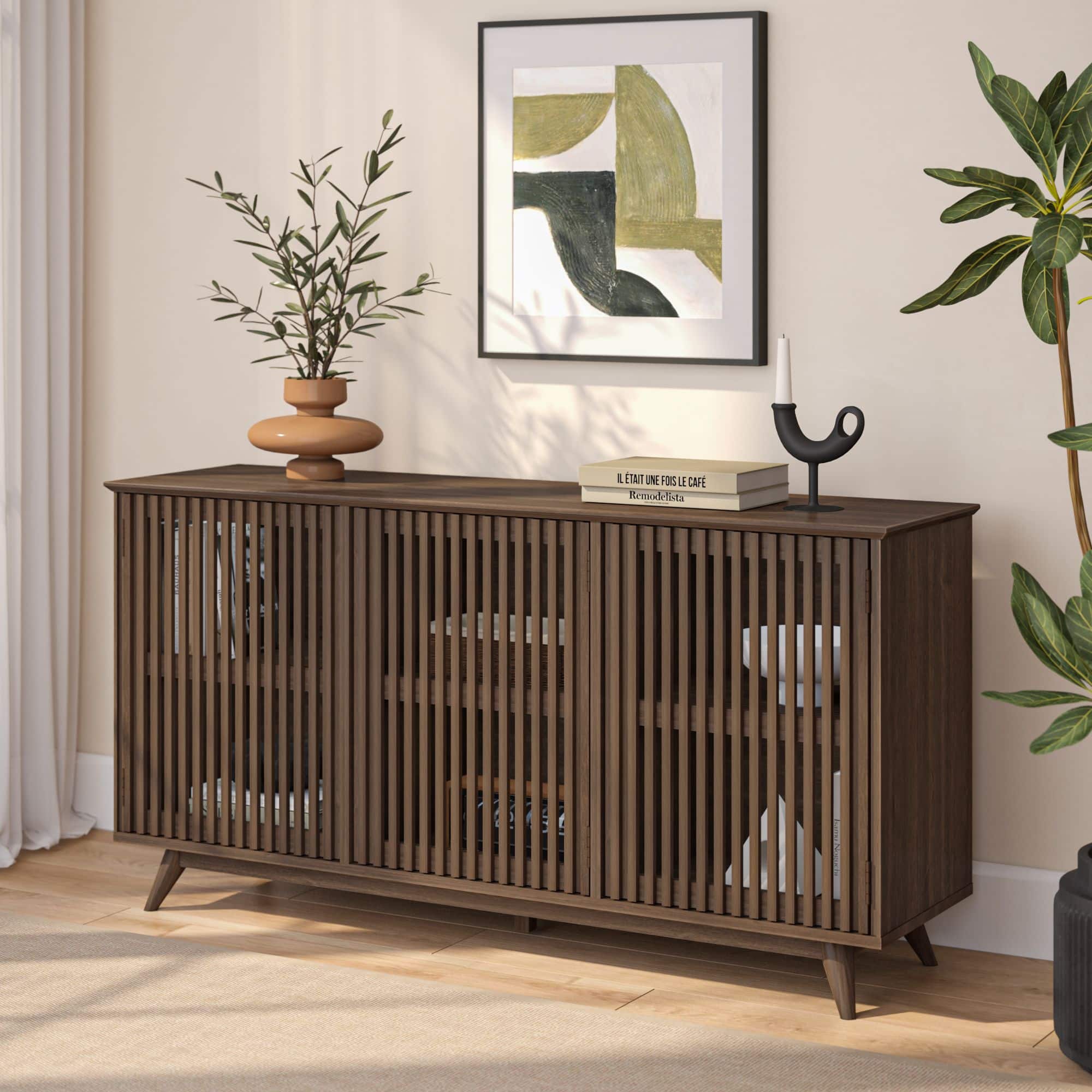 Plank+Beam - Mid-Century Modern Sideboard|| 3 Door (1495 x 406 x 762mm / 59 x 16 x 30in) - Walnut