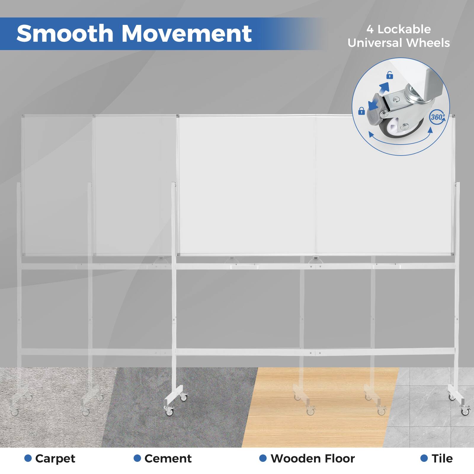 Smooth Movement 4 Lockable Universal Wheels 360° Carpet Cement Wooden Floor Tile