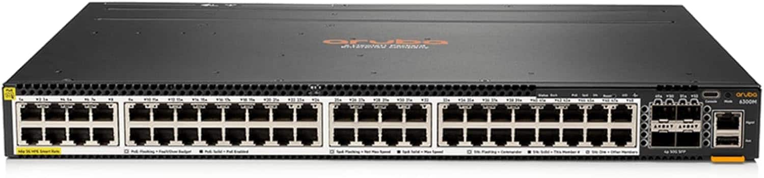 HPE Aruba - HP Aruba JL659A 6300M 48-Port Smart Rate 1/2.5/5GbE Class 6 PoE & 4-Port SFP56 Switch (JL659A)