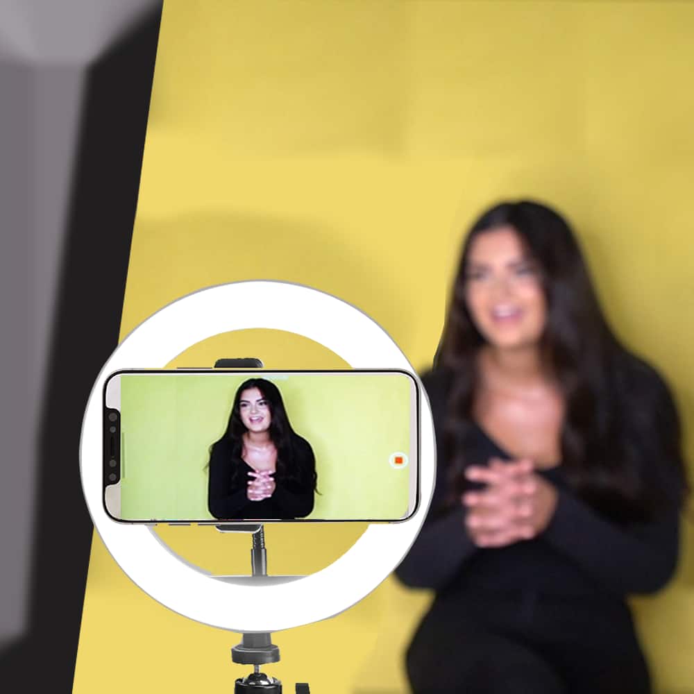 Vivitar - 8 Inch LED Ring Light Dimmable Lamp for Iphone Smartphone with Tripod Mount Stand - Black