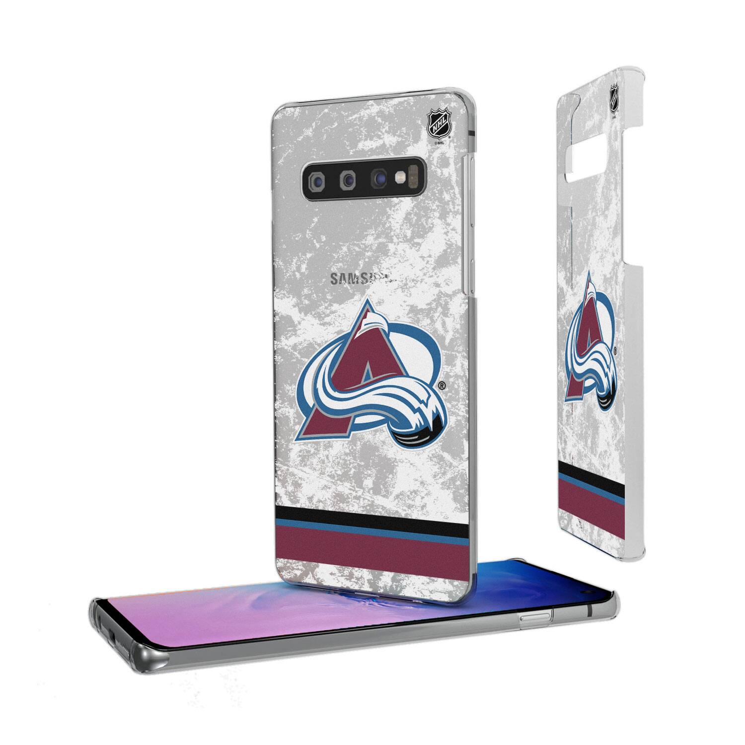 The text on the image is:

- "SAMSUNG" (on the phone case)
- "NHL" (on the phone case, near the top)