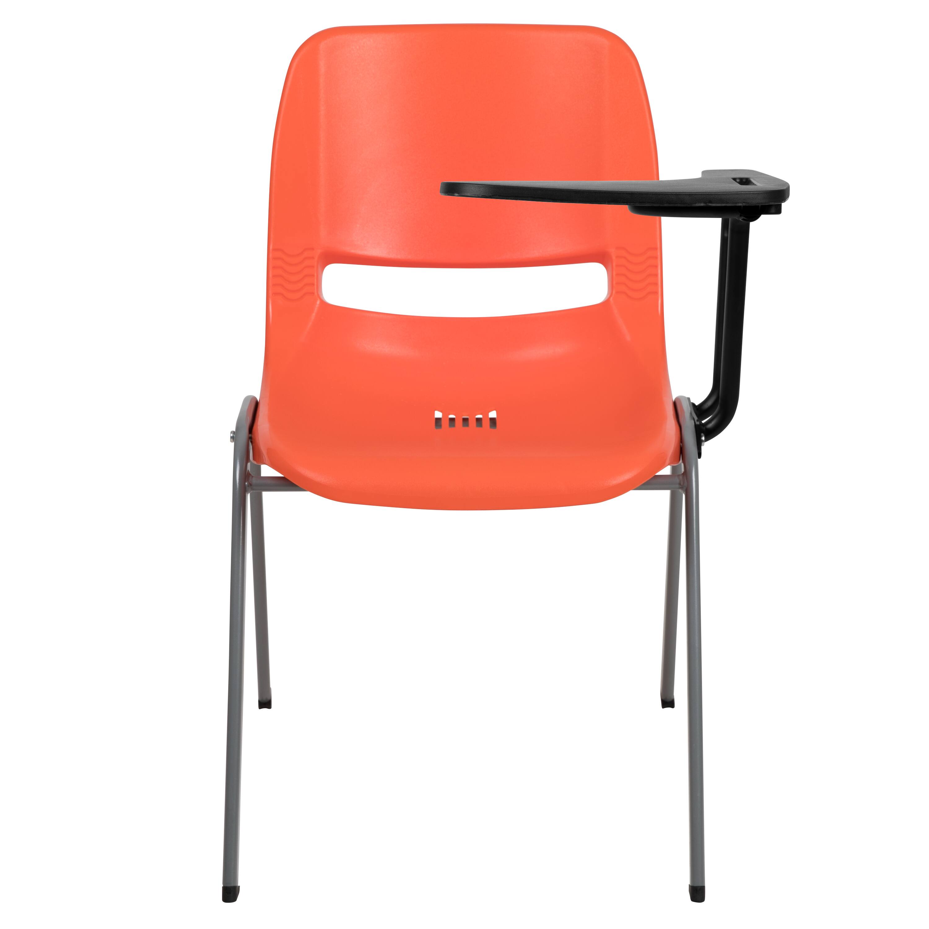 Alt View 7. Emma + Oliver - Ergonomic Shell Chair with Left Handed Flip-Up Tablet - Tablet Arm Desk - Orange.