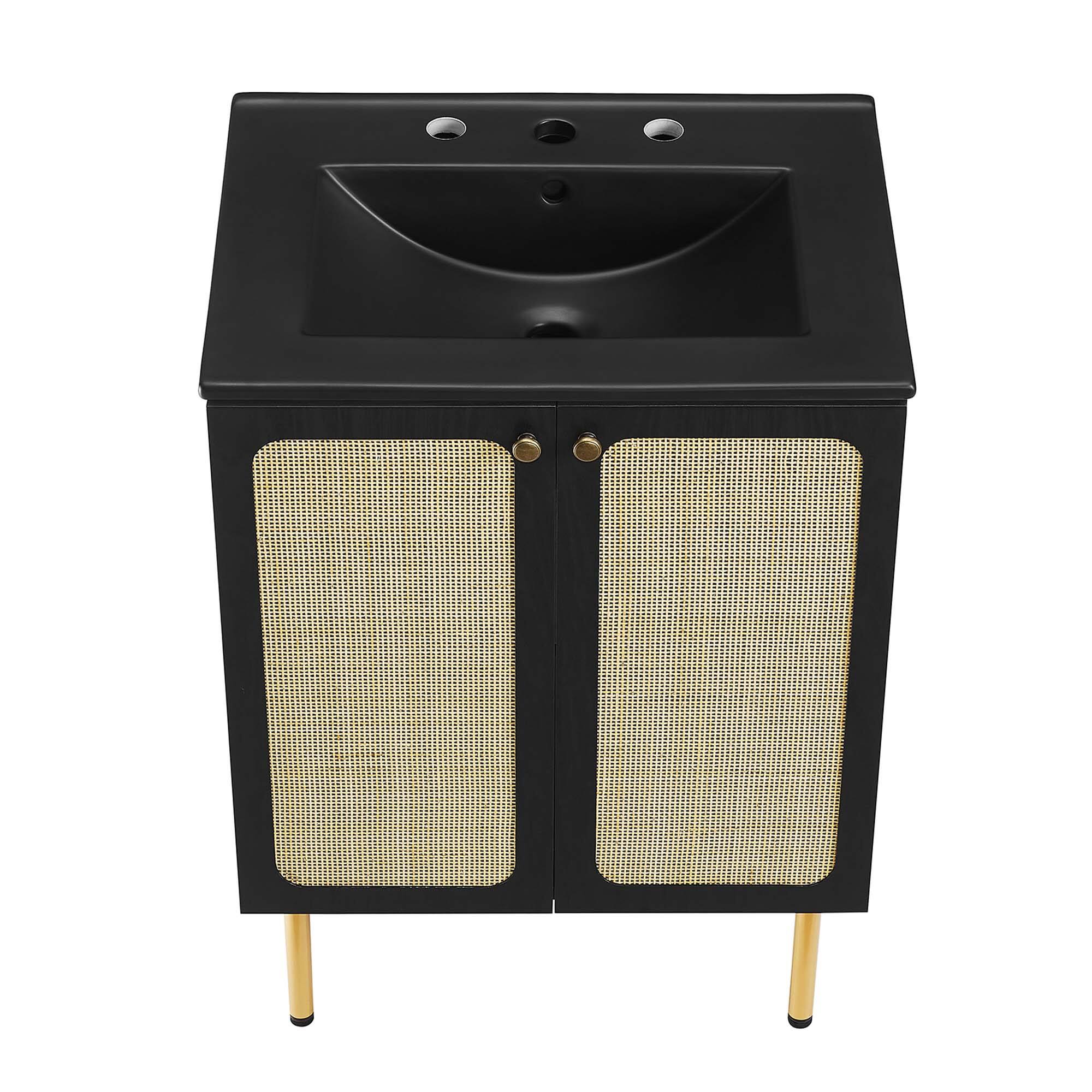 Alt View 10. Modway - Chaucer Bathroom Vanity with Black Basin Included by Modway - Black Black.