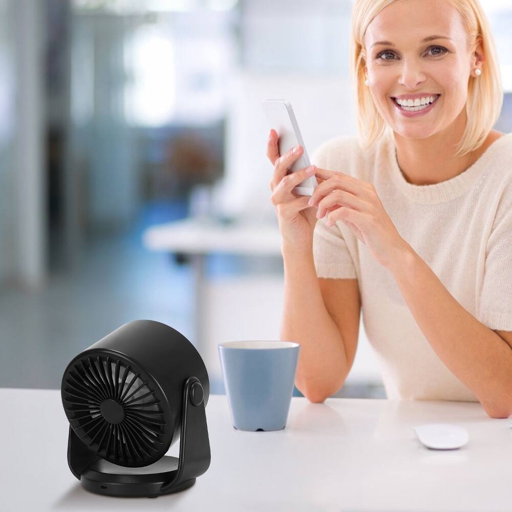 Alt View 7. Loheer - Loheer Rechargeable Desk Fan Battery Operated Wall Mounted Portable Mini Fan Quiet Cooling for Home Office.