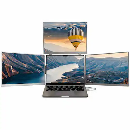Front. INVZI - INVZI MagHub Quad Pro 16″ Portable Screen Extender – Quad-Monitor Laptop Display Expansion - Dark Grey.