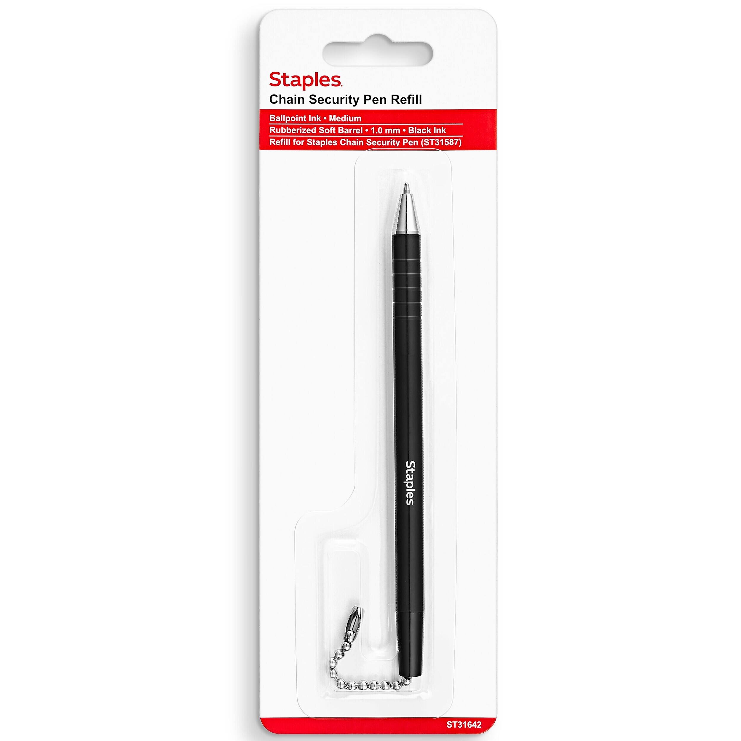 Staples Chain Security Pen Refill Ballpoint Ink Medium Rubberized Soft Barrel 1.0 mm Black Ink Refill for Staples Chain Security Pen (ST31587)  
Staples  
ST31642