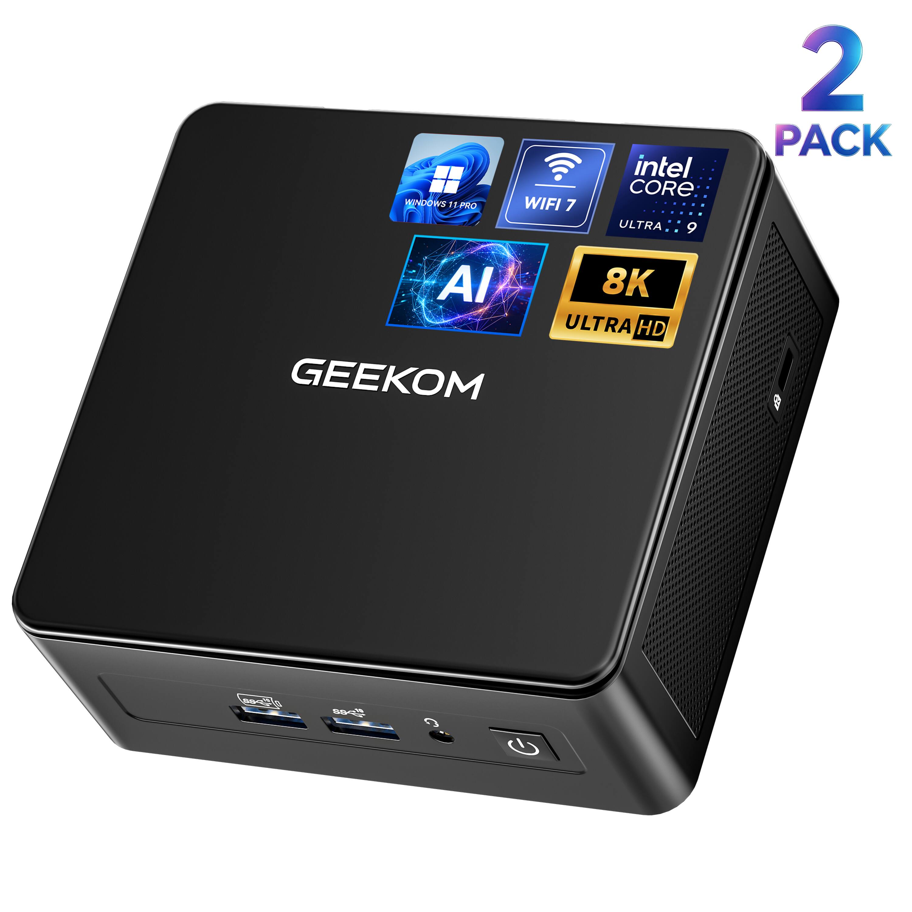 Intel Core i9 11 Pro 11 WiFi 7 Ultra 9 AI 8K Ultra HD Geekom 2 Pack
