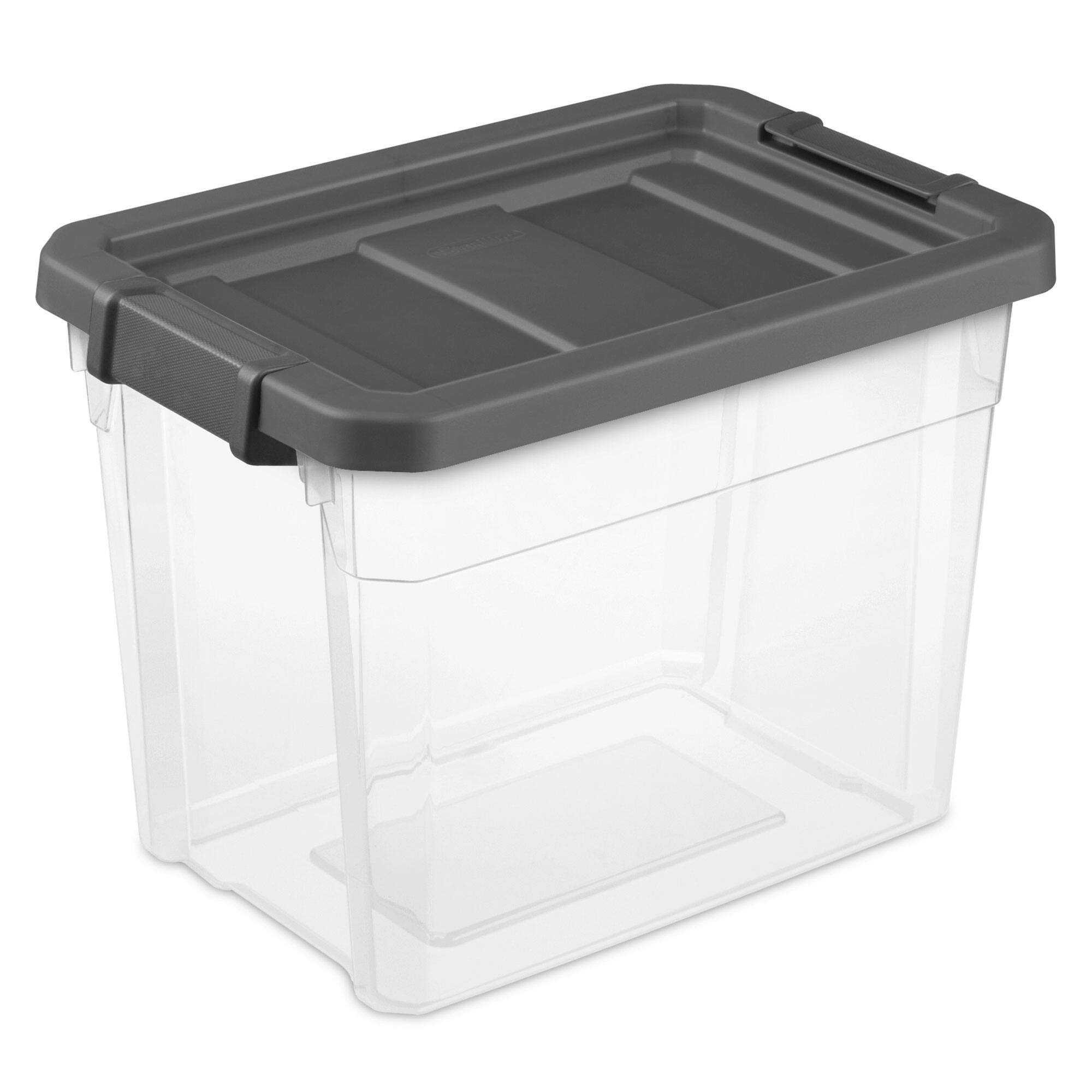 Alt View 7. Sterilite - Sterilite 30 Qt Clear Plastic Stackable Storage Bin with Grey Latch Lid, 6 Pack - Clear.