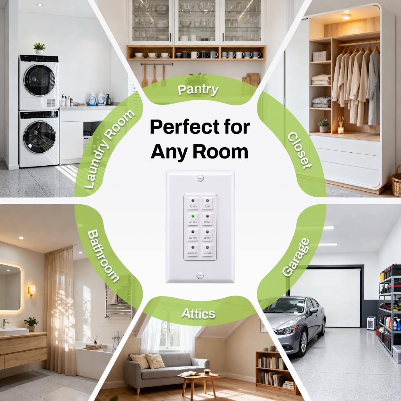 Perfect for Any Room

- Laundry Room
- Pantry
- Closet
- Bathroom
- Attics
- Garage