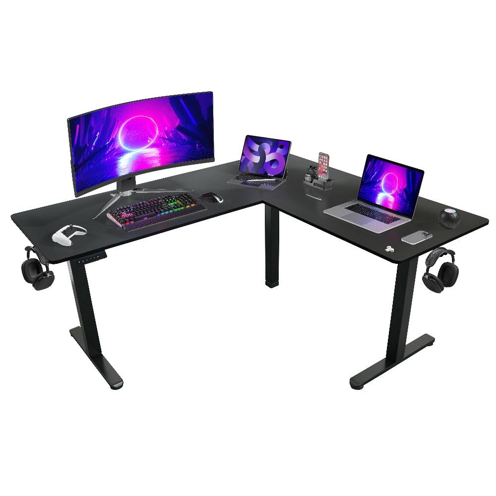 Alt View 10. Loheer - Loheer 63 Inch L-Shaped Electric Standing Desk Black Corner Sit to Stand Desk with 3 Memory Presets - Black.