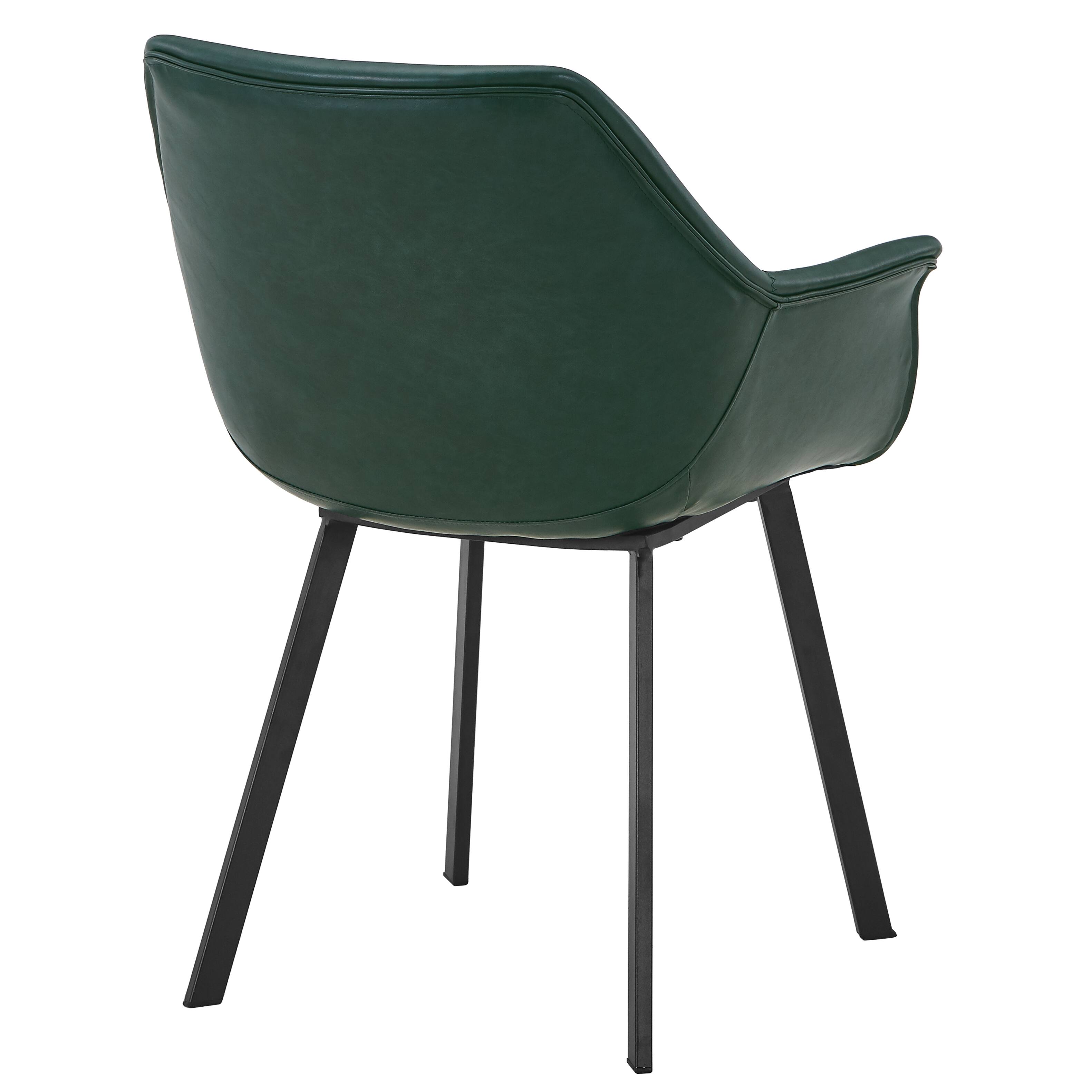 Alt View 6. LeisureMod - Markley 4-PCS Contemporary Distressed Leather Dining & Office Accent Chair - Iron Legs - Olive Green.