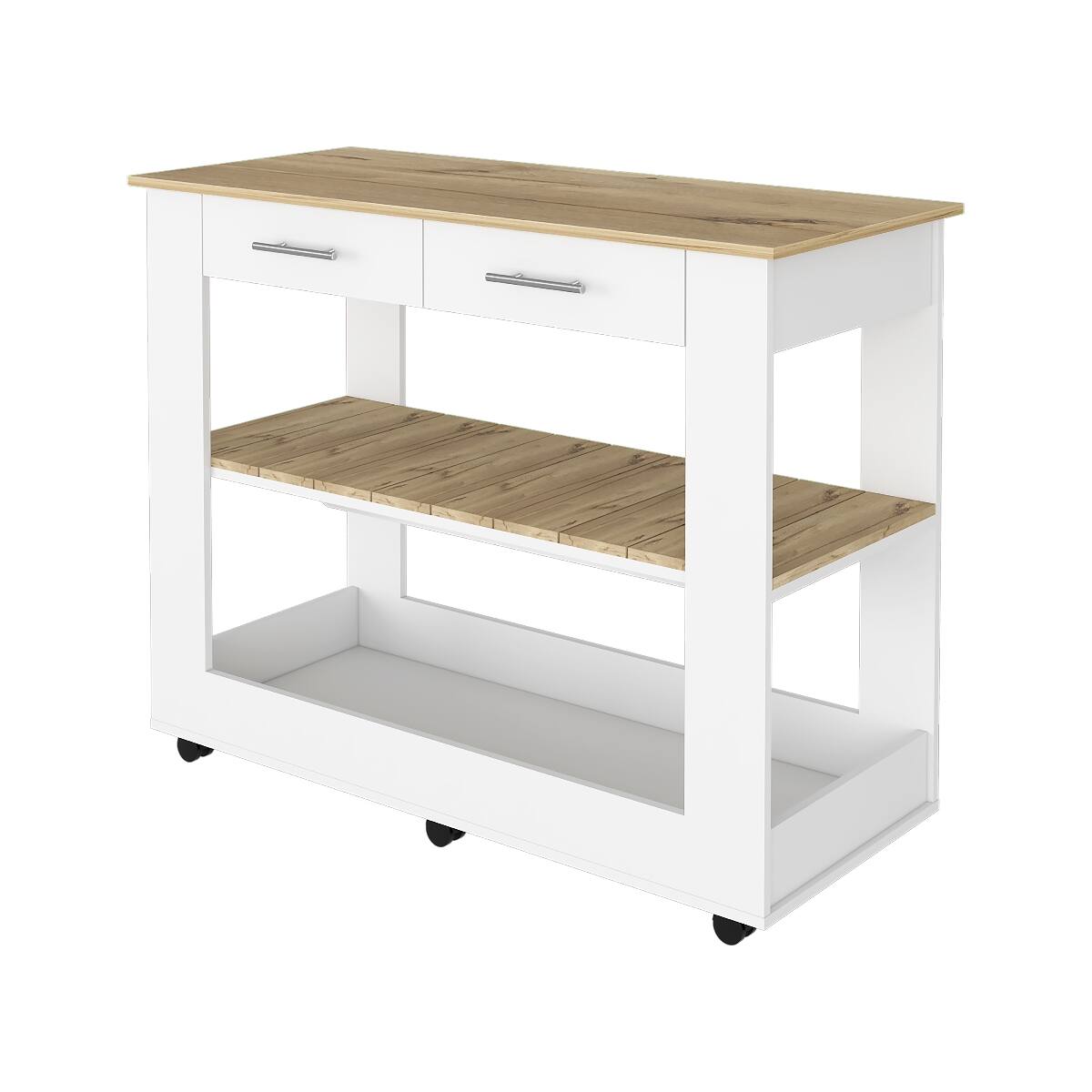 Alt View 2. Loheer - Loheer 46 inch kitchen island Mobile Kitchen Cart with Wheels Contemporary Engineered Wood - Multicolor.