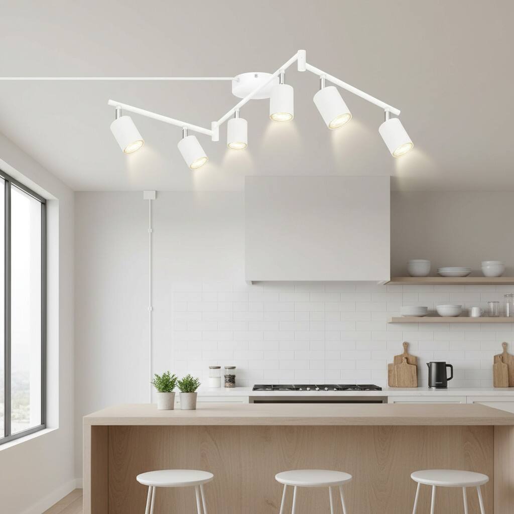 Left. Dazzed Corner - 6-Light Plug-in LED Track Lighting, Ceiling Spotlight Kit - White.