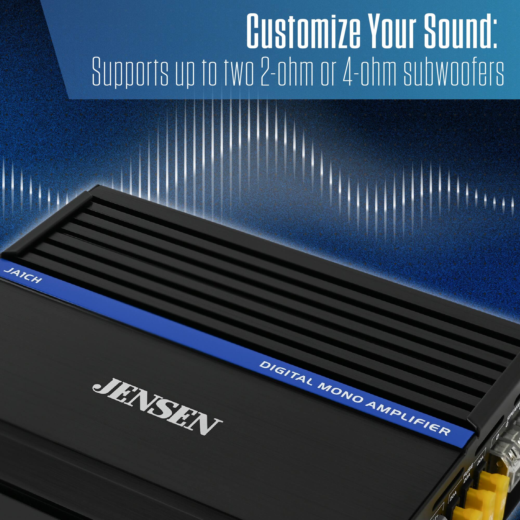 Customize Your Sound: Supports up to two 2-ohm or 4-ohm subwoofers

JAICH
DIGITAL MONO JENSEN AMPLIFIER