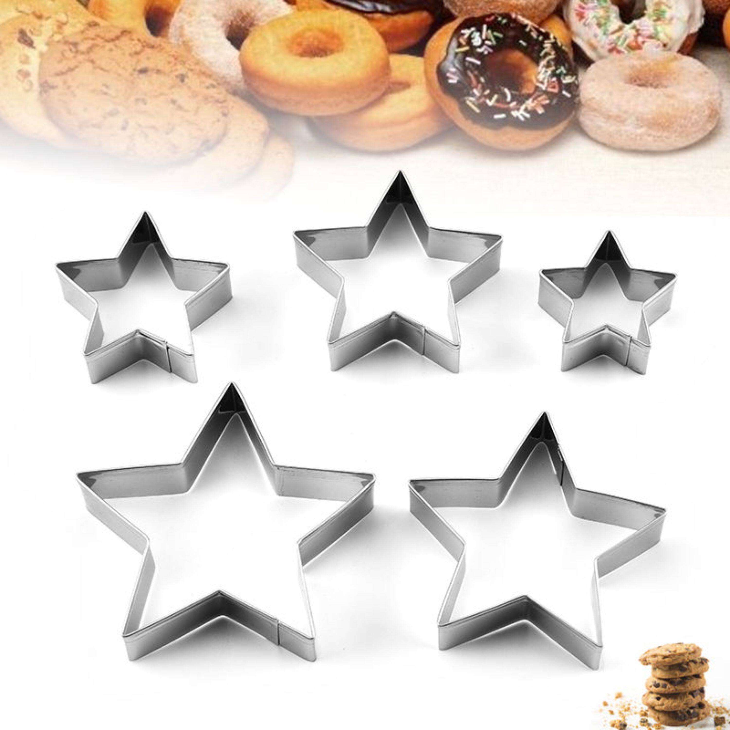 Angle. Kitcheniva - 5-Piece Stainless Steel Star Shaped Cookie Cutter.