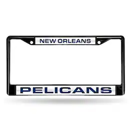 Rico Industries - New Orleans Pelicans NBA Black Metal Laser Cut License Plate Frame - Multi