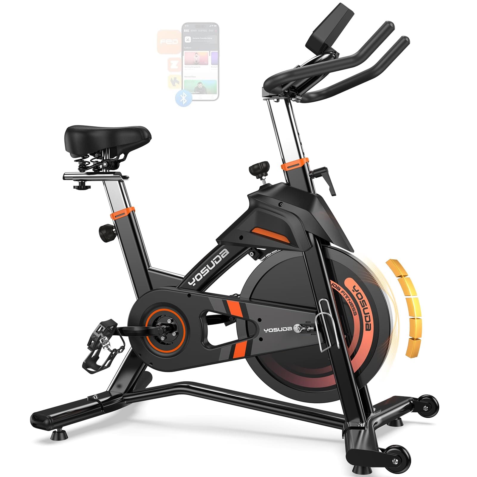YOSUDA - Magnetic Exercise Bike,Stationary Bikes for Home with Exclusive App, Indoor Cycling Bike - Black