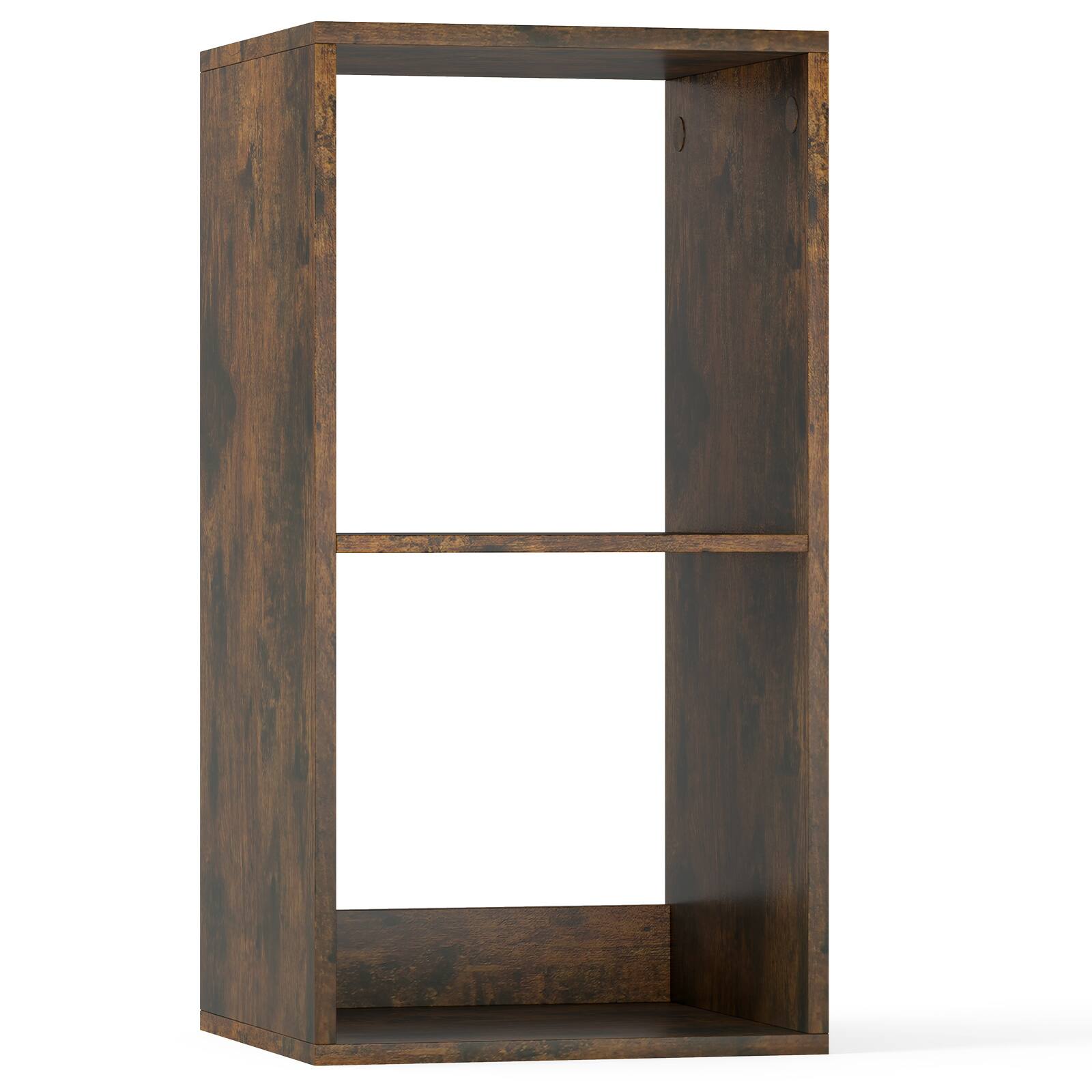 Alt View 9. Gymax - Gymax 2PCS 2-Cube Bookcase w/ Anti-tip Kit 2-Tier Open Back Bookshelf for Bedroom Brown - Brown.