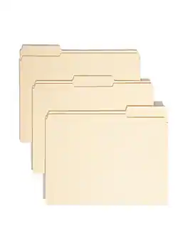 Smead - WaterShed/CutLess 100% Recycled File Folder, 1/3-Cut Tab, Assorted, Letter Size, 100/Box (10347) - Manila
