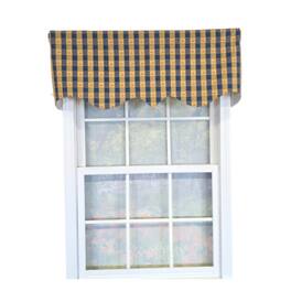 RLF Home - 100% Cotton Cherry Squares Regal With Poly/Cotton lining Rod Pocket Valance 50" x 15" - Navy