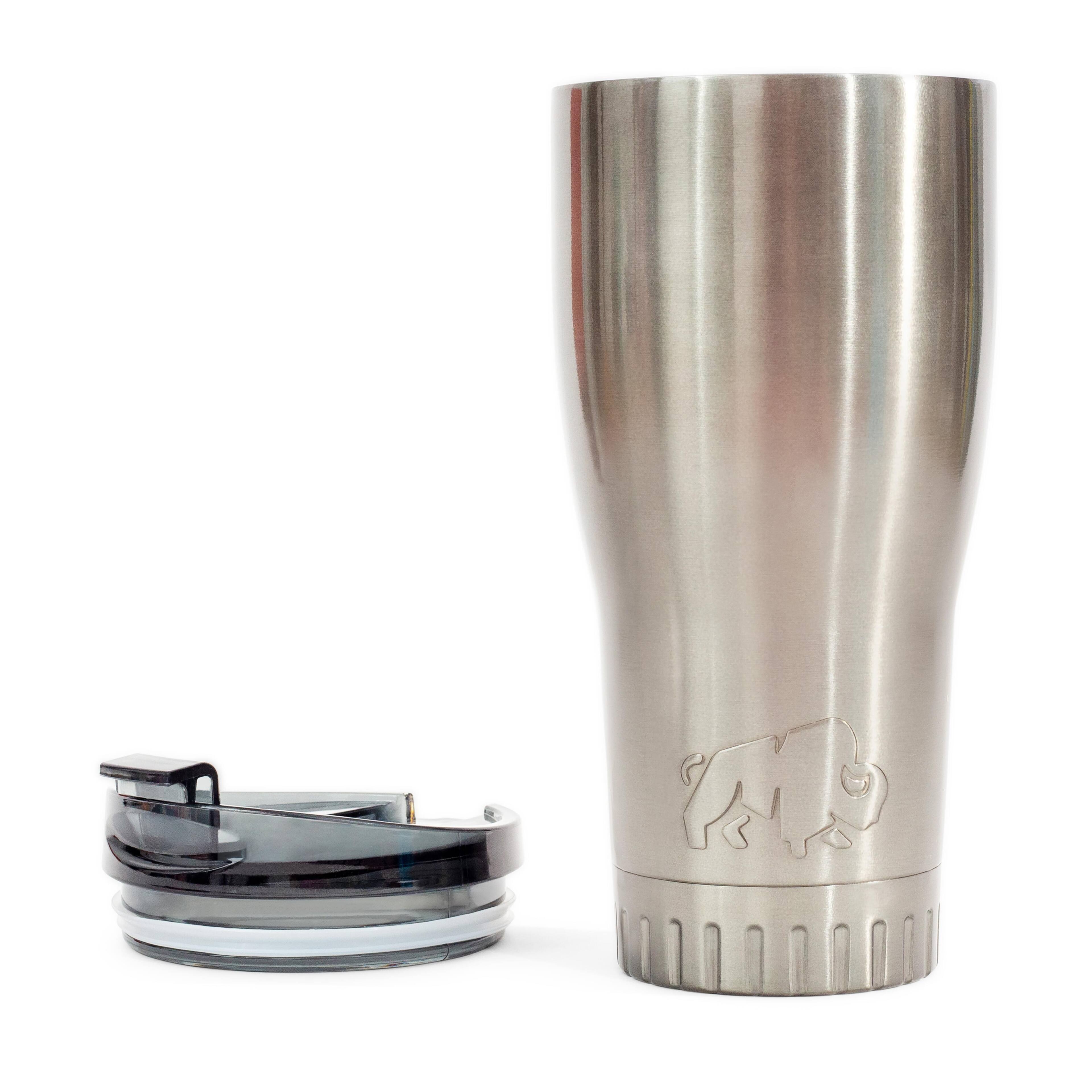 Alt View 1. Silver Buffalo - Metallic Gray Stainless Steel Tumbler With Flip Lid | Holds 30 Ounces - Gray.
