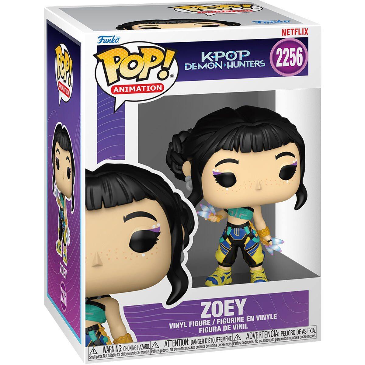 TOY L NETFLIX Funko KPOP 2256 1 POP! DEMON HUNTERS ONATIEN ANIMATION 20EY E ZOEY EN VINYLE FIGURE / FIGURINE VINYL DE VINIL FIGURA PELIGRO DE EASFIXIA TOUFFEMENT A ADVERTENCIA: para ninot menores de 36 meses DANGER D pequeias. No e adecuado HAZARO ATTENTION: ontants de noins de 36 mos. Partes WARNING: CHOKING  convient pas ax 36 months Peotes pieces. subabie T chidren under Smal parts Not