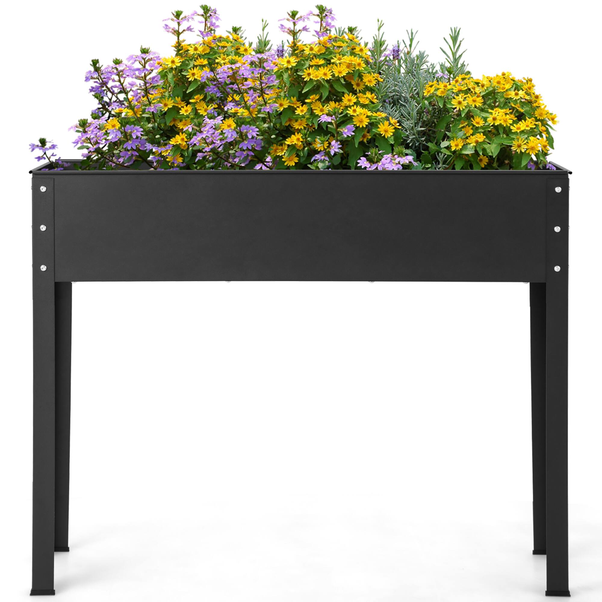 Alt View 1. Costway - 40'' Raised Garden Bed with Legs Metal Elevated Planter Box Drainage Hole Backyard - Black.