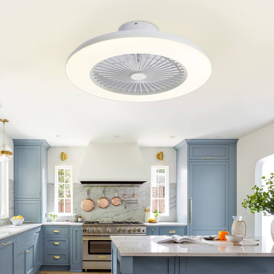 22 Inch Fan Breezary 22 Inch Flush Mount Ceiling Fan with LED RGB Light, 7 ...