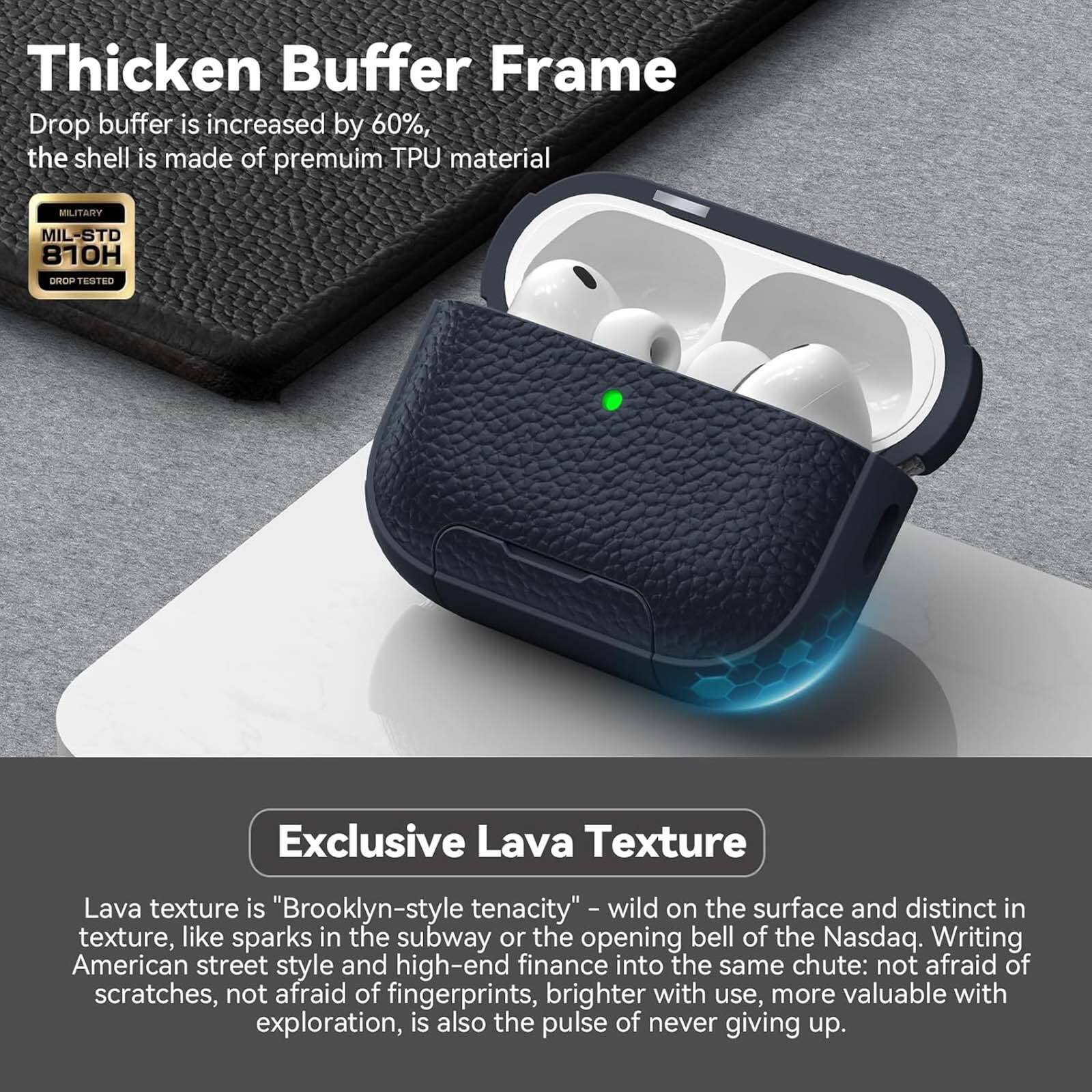 Thicken Buffer Frame  
Drop buffer is increased by 60%, the shell is made of premium TPU material  
MILITARY MIL-STD 810H DROP TESTED  

Exclusive Lava Texture  
Lava texture is "Brooklyn-style tenacity" – wild on the surface and distinct in texture, like sparks in the subway or the opening bell of the Nasdaq. Writing American street style and high-end finance into the same chute: not afraid of scratches, not afraid of fingerprints, brighter with use, more valuable with exploration, is also the pulse of never giving up.