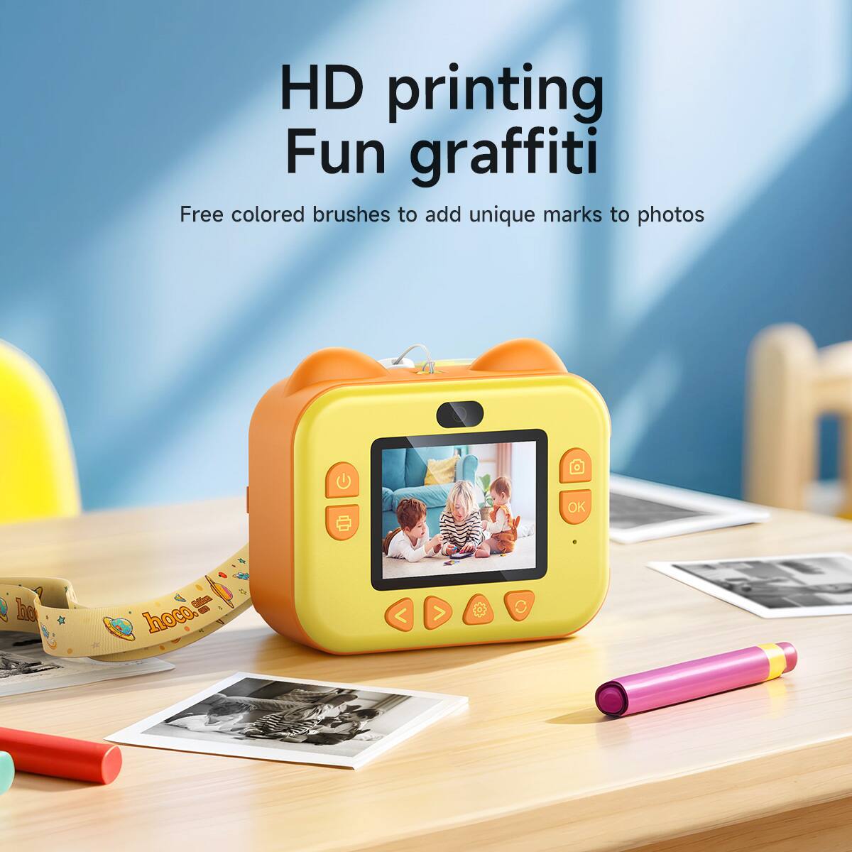 HD printing  
Fun graffiti  

Free colored brushes to add unique marks to photos  

hoco