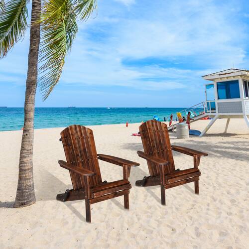 Alt View 10. Winado - 2PCS Portable Wooden Adirondack Chair Folding Patio Fire Pit Lounge Armchair Furniture for Indoor Outdoor Beach Poolside - Carbonized.