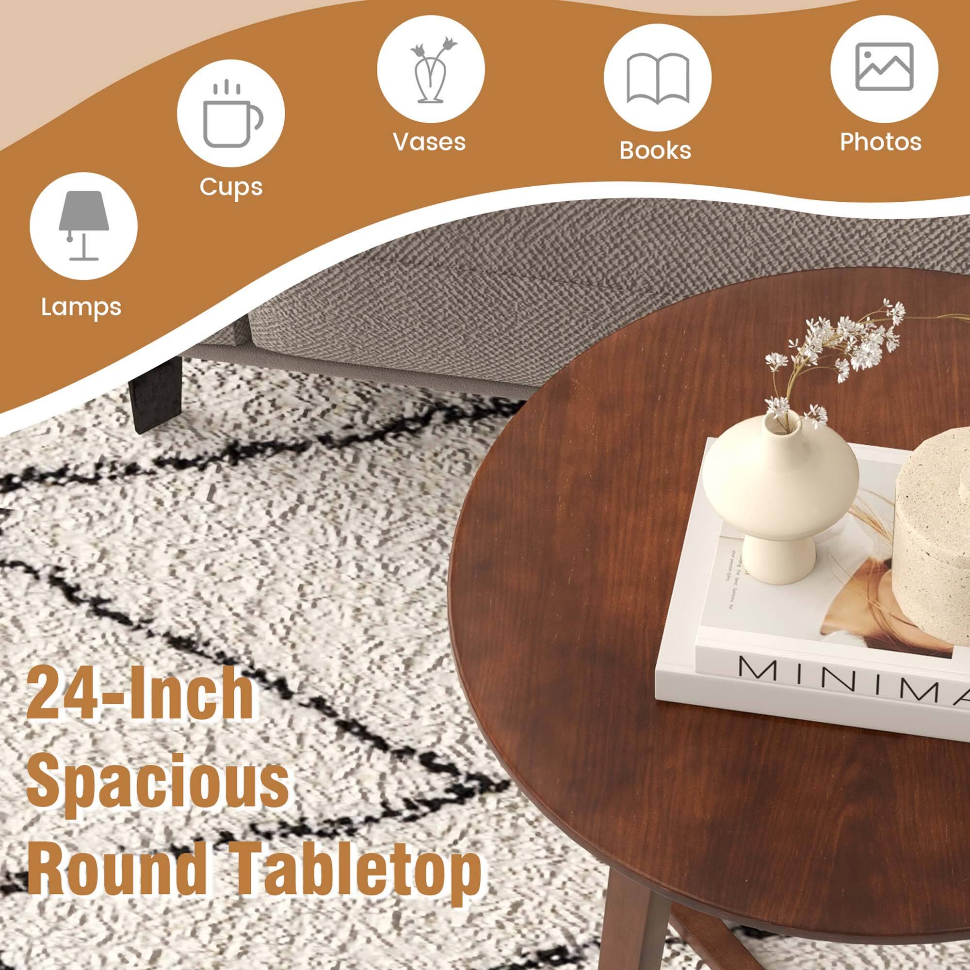 Cups Vases Books Photos Lamps 24-Inch Spacious Round Tabletop MINIMA