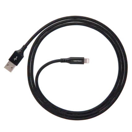 Front. Ventev - Alloy USB-A to Apple Lightning High Speed Ultradurable 4 Foot Cable - Black.