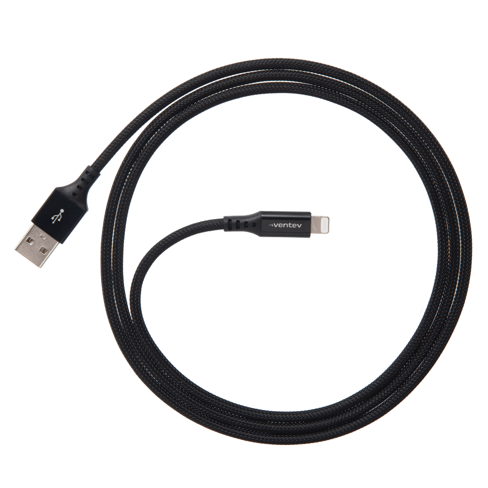 Front. Ventev - Alloy USB-A to Apple Lightning High Speed Ultradurable 4 Foot Cable - Black.