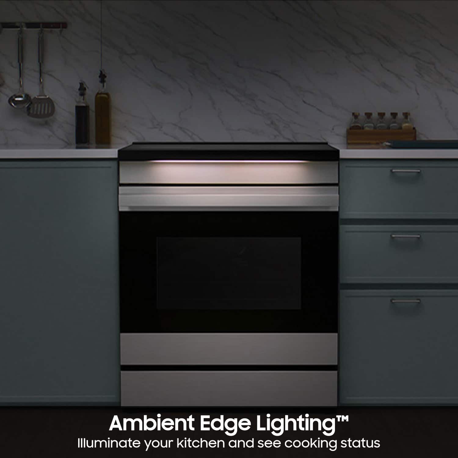 Ambient Edge Lighting illuminates your kitchen and allows you to see cooking status.