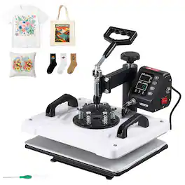 VEVOR - Heat Press Machine 12 x 15 in Sublimation Press Machine Swing Away, Heat Up Fast and Even, Digital Precise Time - Black;White