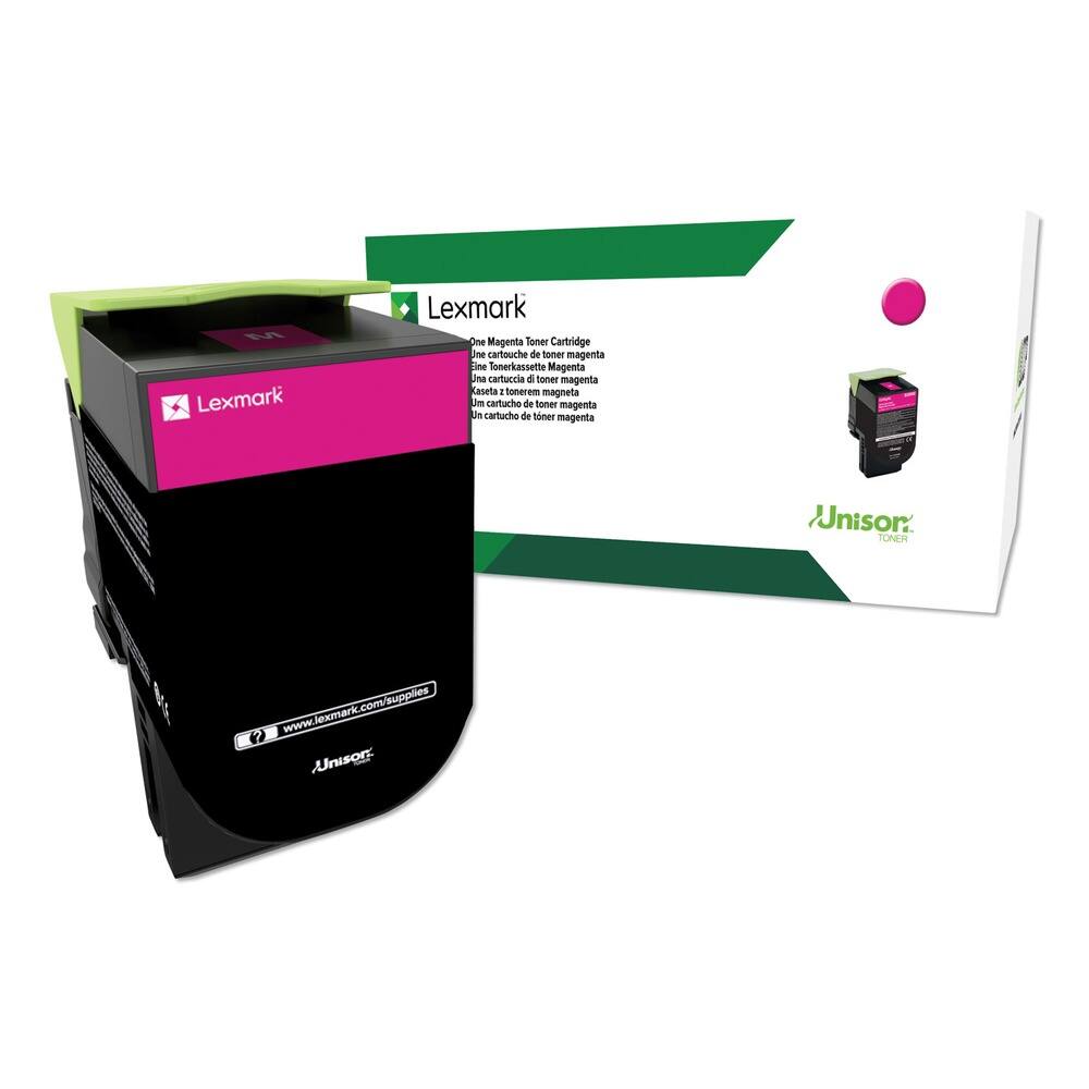 Lexmark One Magenta Toner Cartridge  
Une cartouche de toner magenta  
Eine Tonerpatrone Magenta  
Una cartuccia di toner magenta  
Un cartucho de toner magenta  
Un cartucho de toner magenta  
Un cartucho de toner magenta  
Un cartucho de toner magenta  

www.lexmark.com/supplies  

Unisor TONER