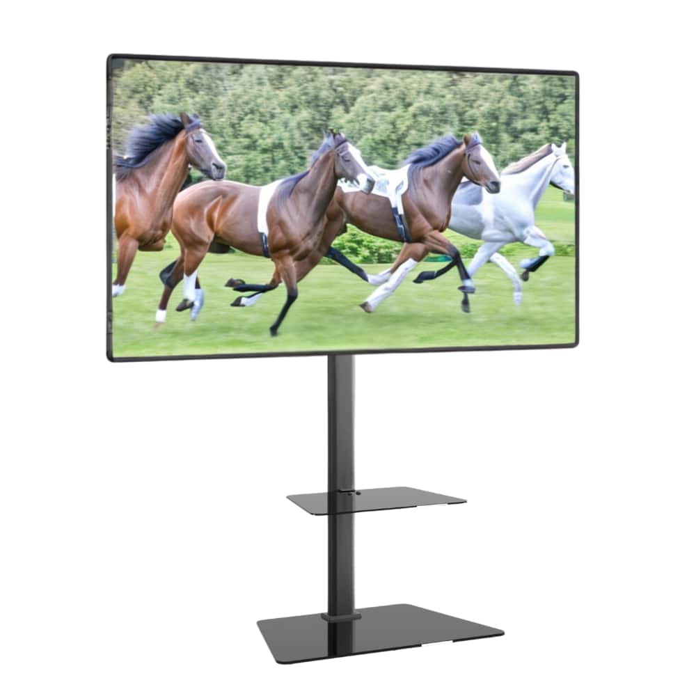 ProMounts - Swivel TV Floor Stand for 37"–72" TVs, Adjustable Shelf, ±25° Swivel, Supports Up to 88 lbs - Black