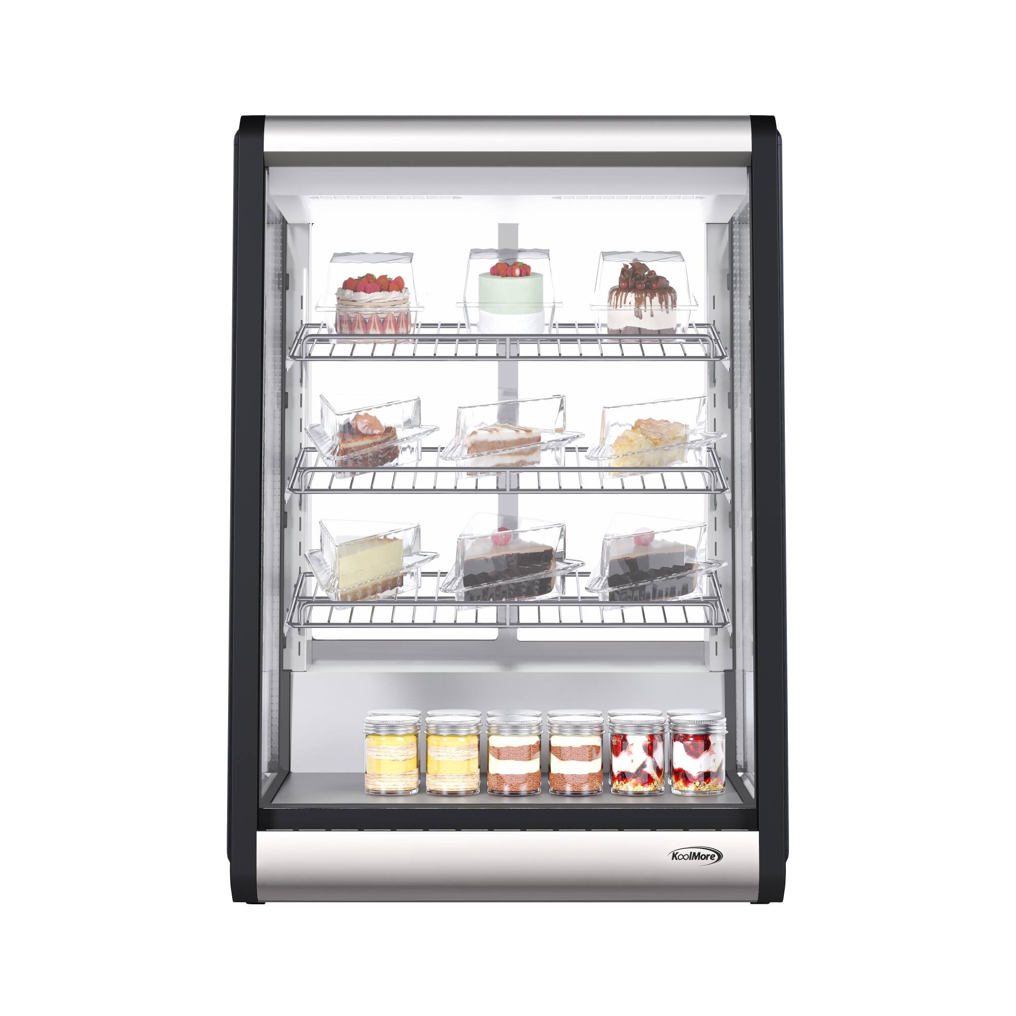 Front. Koolmore - 24 in. 4 Tier Commercial Countertop Bakery Display Refrigerator (CDC-49-SS) - black.