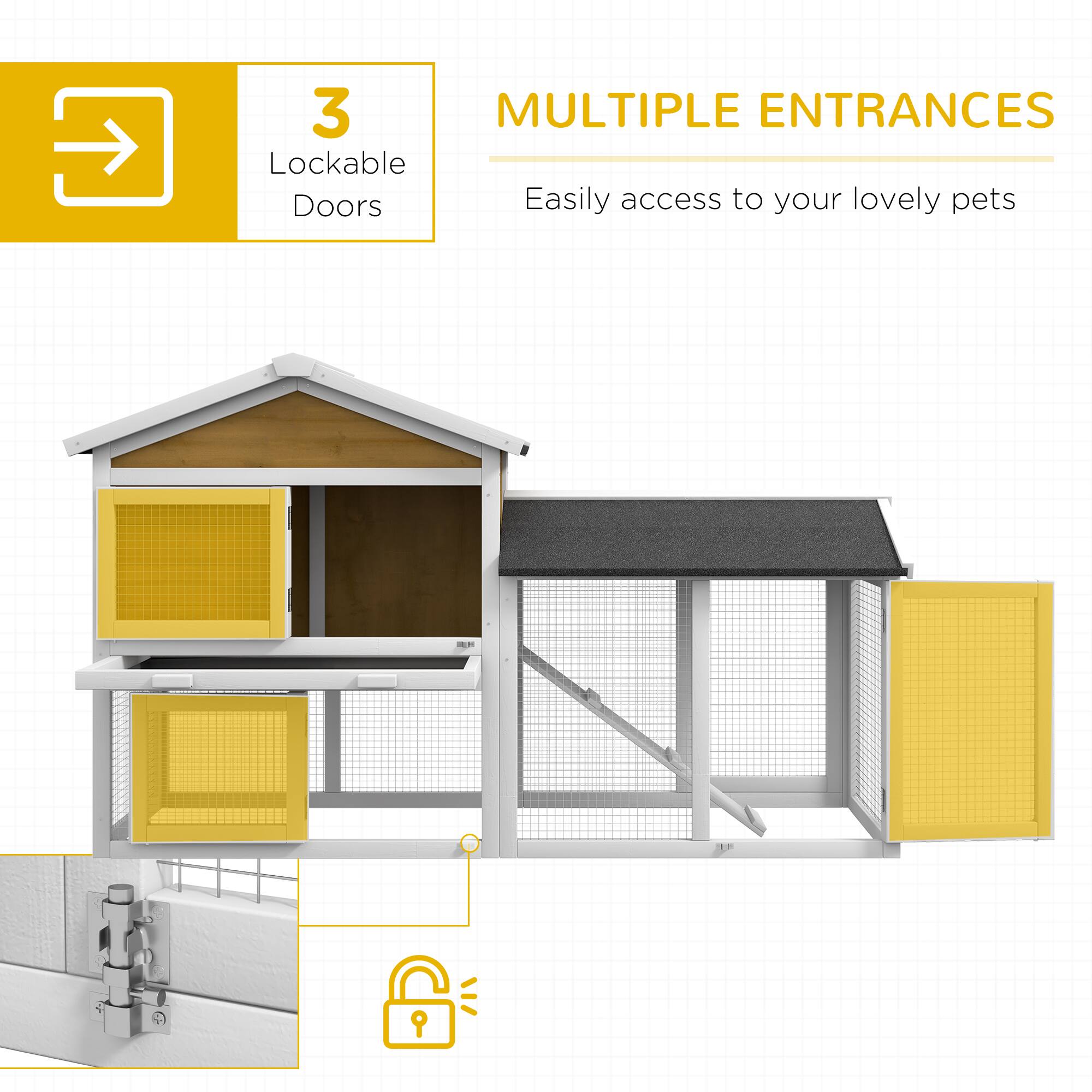 3 Lockable Doors

MULTIPLE ENTRANCES

Easily access to your lovely pets