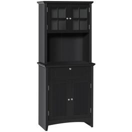 Homcom - Elegant Buffet with Hutch, Kitchen Pantry Storage Cabinet with Framed Glass Door Drawer and Microwave Space - Black