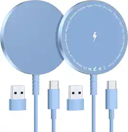 Core Tech - Magnetic Wireless Charging Pads with USB-C Cables and USB-A Adapters, 2-Pack - Blue