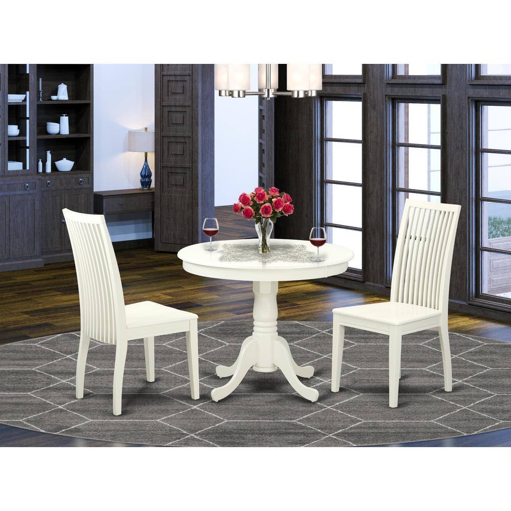 Left. East West Furniture - Dining Room Set Linen White - Brown.